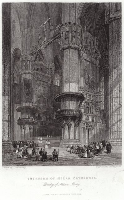 Interiér milánské katedrály od James Duffield Harding