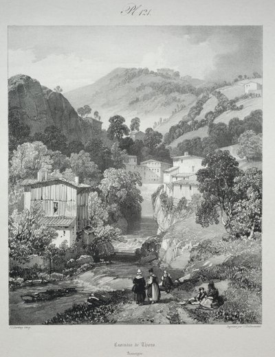 Malebné a romantické cesty starověkou Francií. Auvergne: Vodopády Thiers od James Duffield Harding