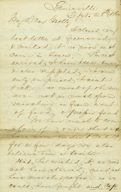 Dopis Jamese E. Love, Louisville, Molly, 28.–30. září 1862 od James Edwin Love