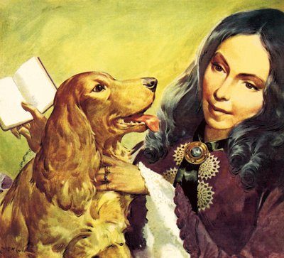 Elizabeth Barrett Browningová a její kokršpaněl Flush od James Edwin McConnell
