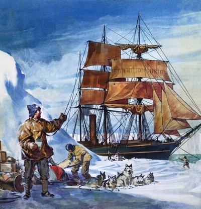 Terra Nova v Antarktidě (kvaš na papíře) od James Edwin McConnell
