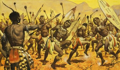 Zulští válečníci, které Shaka nutí tančit na trnité půdě. od James Edwin McConnell