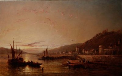 Rybářské lodě při západu slunce od James Edwin Meadows