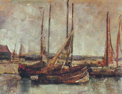 Rybářské lodě (olej na kartě na palubě) od James Ensor