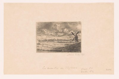 Pohled na Slijkens s mlýnem v popředí Moulin a Slijkens od James Ensor