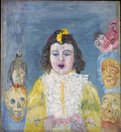 Dívka s maskami (přijímání) od James Ensor