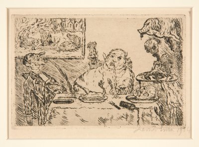 La gourmandise (Obžerství), z portfolia Les p?ch?s capitaux (Smrtelné hříchy) od James Ensor