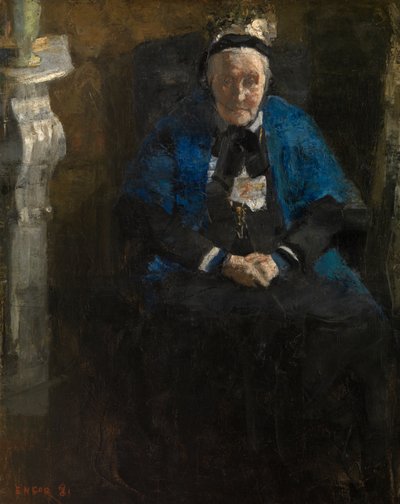 Dáma s modrým šátkem od James Ensor