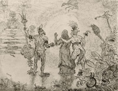 Dzittovi a Hihanoxovi ďáblové vedou Krista do pekla - Dzittovi démoni v Hihanoxu vedou Krista do pekla od James Sidney Ensor