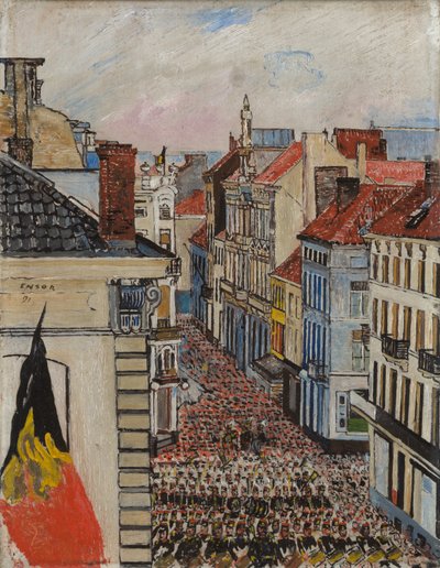 Hudba v ulici Vlaanderenstraat od James Ensor