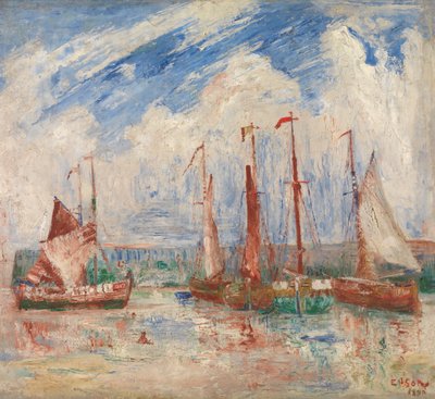Ostend Harbour, cca 1900-04 (olej na plátně) od James Ensor