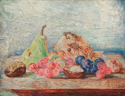 Hrušky, hroznové víno, ořechy; Poires, rozinky, noix od James Ensor