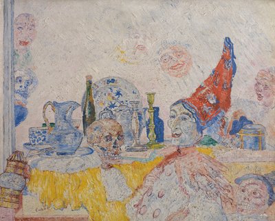 Pierrot a kostlivec ve žlutém hábitu od James Ensor