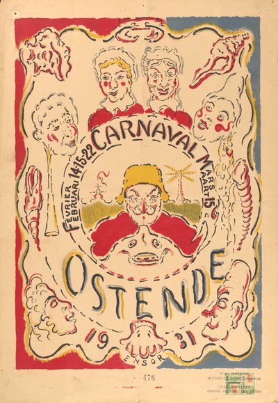 Plakat für den Karneval in Ostende od James Ensor