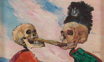 Kostlivci bojující o nakládané sledě, 1891. od James Ensor