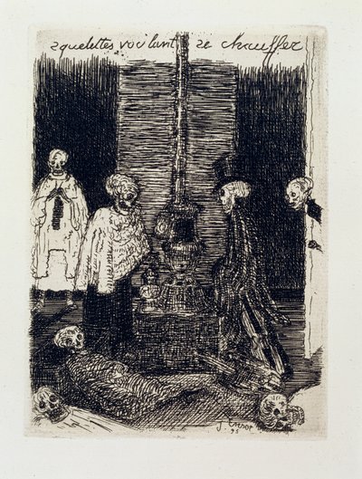 Kostry se snaží zahřát od James Ensor