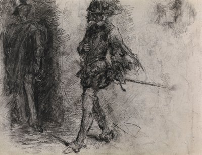 Španěl stojící ve stínu, další muž a hlava v profilu od James Ensor
