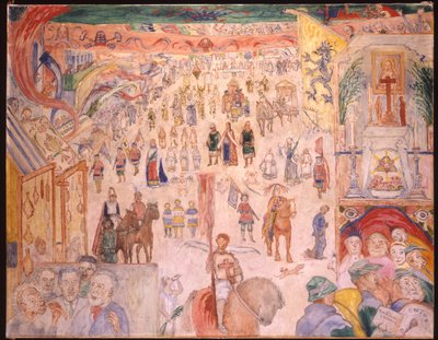 Průvod svatého Godelieve z Ghistelles; Procesí de Sainte Godelieve a Ghistelles od James Ensor