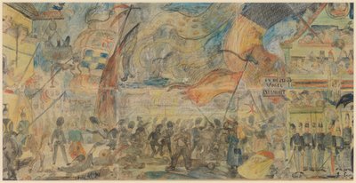Stávková akce (křída, tužka a pastel na papíře na kartonu) od James Ensor