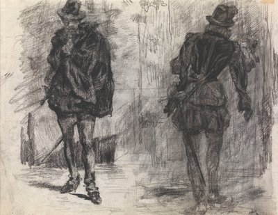 Dva španělští vojáci, jeden zobrazený zepředu, druhý zezadu od James Ensor