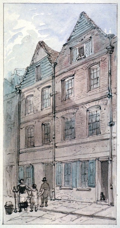 Domy v Blackhorse Alley, Fleet Street, City of London, 1850 od James Findlay