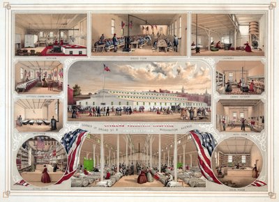 Plakát pro občanskou dobrovolnickou nemocnici, Philadelphia, hospoda. 1862 od James Fuller Queen