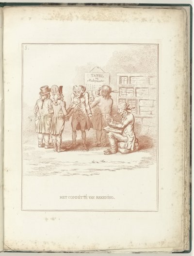 Účetní výbor, 1795 Účetní výbor (název o objektu) Hollandia Regenerata (název série) od James Gillray (possibly)