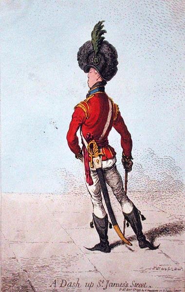 A Dash up St. James Street, publikovala Hannah Humphrey v roce 1797 (ručně kolorovaný lept) od James Gillray