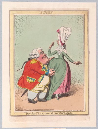 Duet, pub. 1792 (ručně kolorovaná rytina) od James Gillray