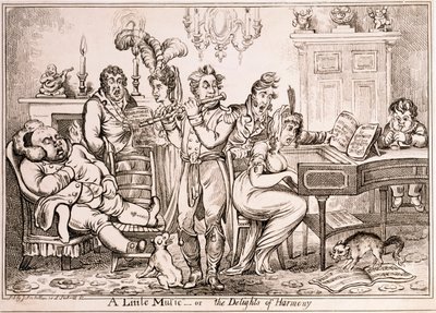 Malá hudba aneb The Delights of Harmony, vyryl William Brocas, vytištěno v Londýně J. Sidebothamem, 1810 od James Gillray