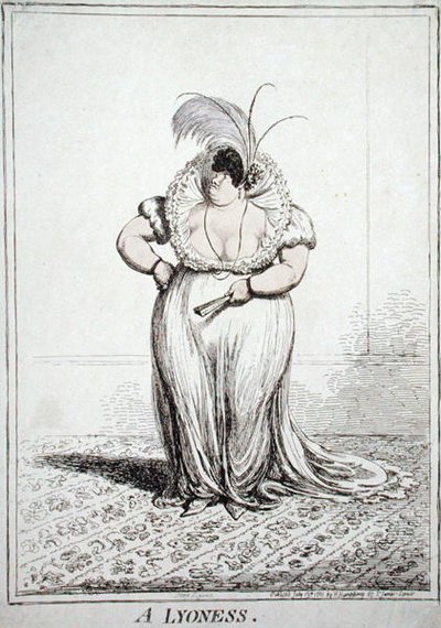 A Lyoness, publikoval Hannah Humphrey v roce 1801 (lept s akvatintou) od James Gillray