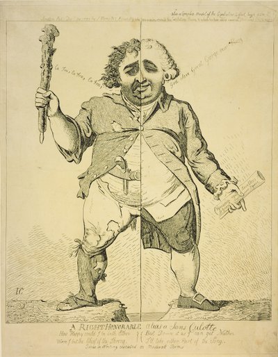 A Right Honorable alias a Sans Coulotte, publikoval S. Fores, 1802 od James Gillray