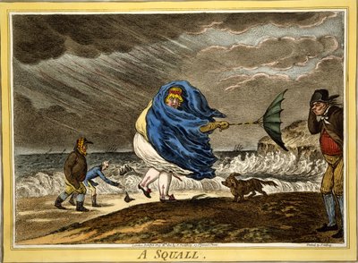 Bouře, hospoda. H Humphrey, Londýn, 1810 (ručně kolorovaná rytina) od James Gillray
