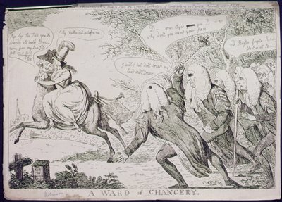 A Ward of Chancery, vydané nakladatelstvím S.W. Fores (lept) od James Gillray