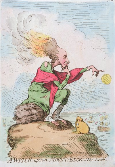 Čarodějnice, na okraji hory neboli Fuzelli, publikovala Hannah Humphrey v roce 1791 (ručně kolorovaný lept) od James Gillray