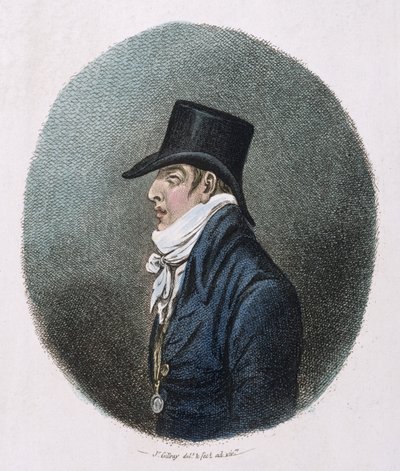 Portrét, publikoval Hannah Humphrey v roce 1799 (ručně kolorovaný lept) od James Gillray