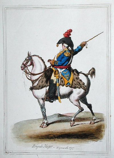 Brigade Major, publikoval Hannah Humphrey v roce 1797 (ručně kolorovaný lept) od James Gillray