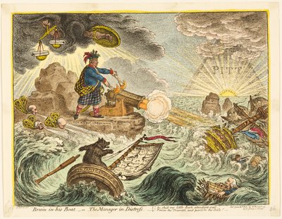 Bruin ve své lodi od James Gillray
