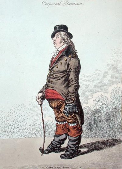 Corporeal Stamina, vydané Hannah Humphrey v roce 1801 (ručně kolorovaný lept) od James Gillray