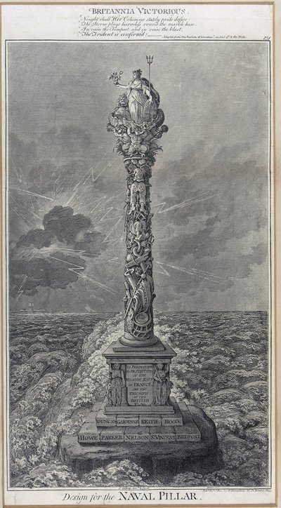 Návrh námořního sloupu "Britannia Victorious" Lept z roku 1800, autor James Gillray (1757-1815). od James Gillray