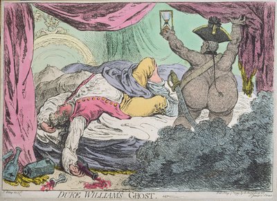 Duch vévody Williama, publikovala Hannah Humphrey v roce 1799 (ručně kolorovaný lept) od James Gillray