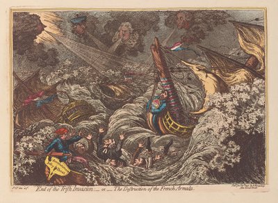Konec irské invaze aneb Zkáza francouzské armády, hospoda. 1797 (ručně kolorovaná rytina) od James Gillray