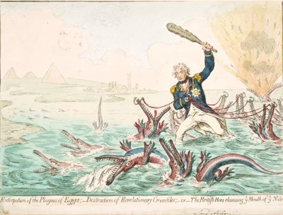 Vyhlazení egyptských ran, 1798 od James Gillray