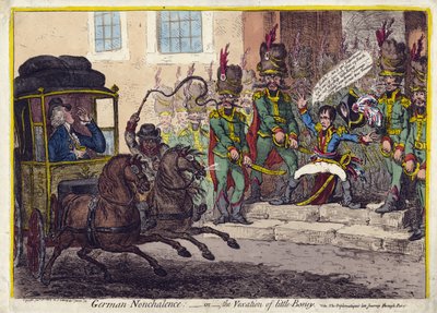 NĚMECKÁ NONCHALENCE – ANEB trápení MALÉ KOSTI. 1803 (rytina) od James Gillray