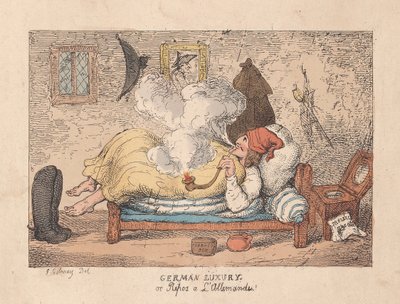 Německý luxus aneb Repos a LAllemande, pub. 1800 (ručně kolorovaná rytina) od James Gillray