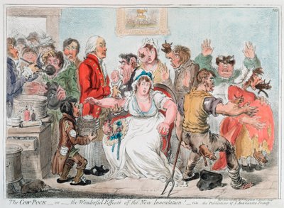 Gillray karikatura o očkování proti neštovicím pomocí kravského séra, 1802 od James Gillray