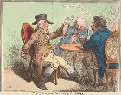 Homér zpívá své verše Řekům od James Gillray