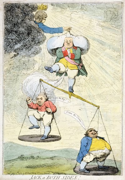 Jack a Both Sides, vydal William Humphrey v roce 1783 (ručně kolorovaný lept) od James Gillray
