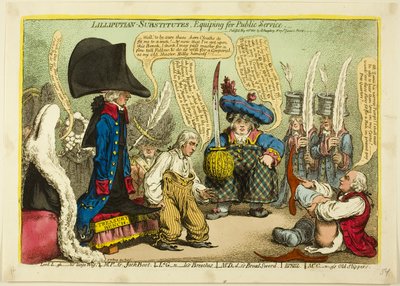Liliputánští náhradníci, vybavení pro veřejnou službu od James Gillray