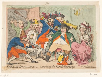 Ludvík XVI. a Marie Antoinetta chyceni při letu, 1791 Francouzští demokraté překvapující Royal Runaways od James Gillray